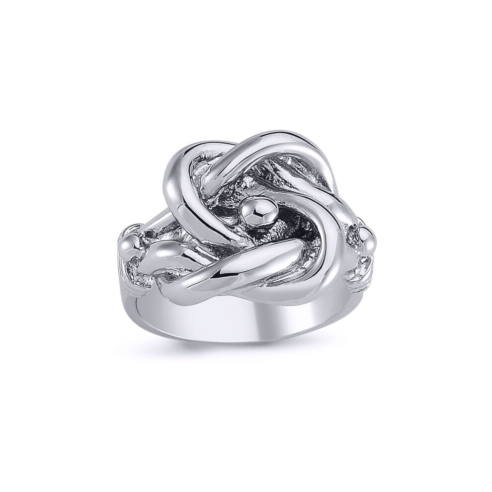 Jewelco London (W) Mens Rhodium Plated Sterling Celtic Knot Love Ring 18Mm - Arn086 Silver