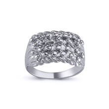 (X) Jewelco London Mens Rhodium Plated Sterling Silver III 4 Row King George III Keeper Guard Ring 13mm - ARN096