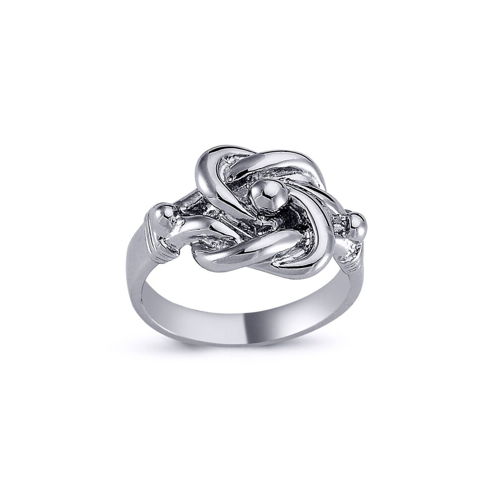 Jewelco London (W) Mens Rhodium Plated Sterling Celtic Knot Love Ring 15Mm - Arn084 Silver