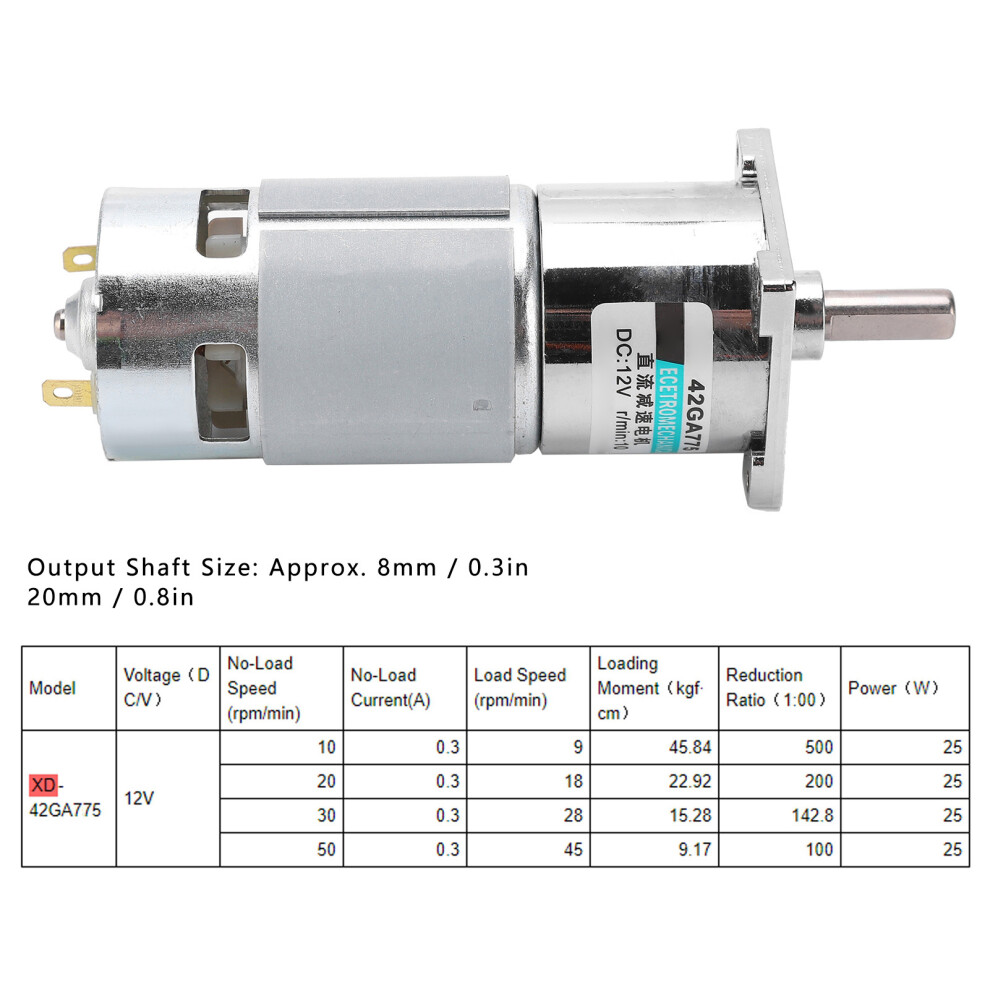 XD-42GA775 12V DC Gear Motor 10 RPM