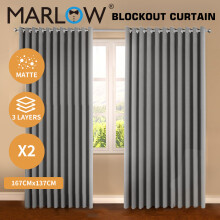 Marlow 2x Blackout Thermal Eyelet Curtains 66x54in