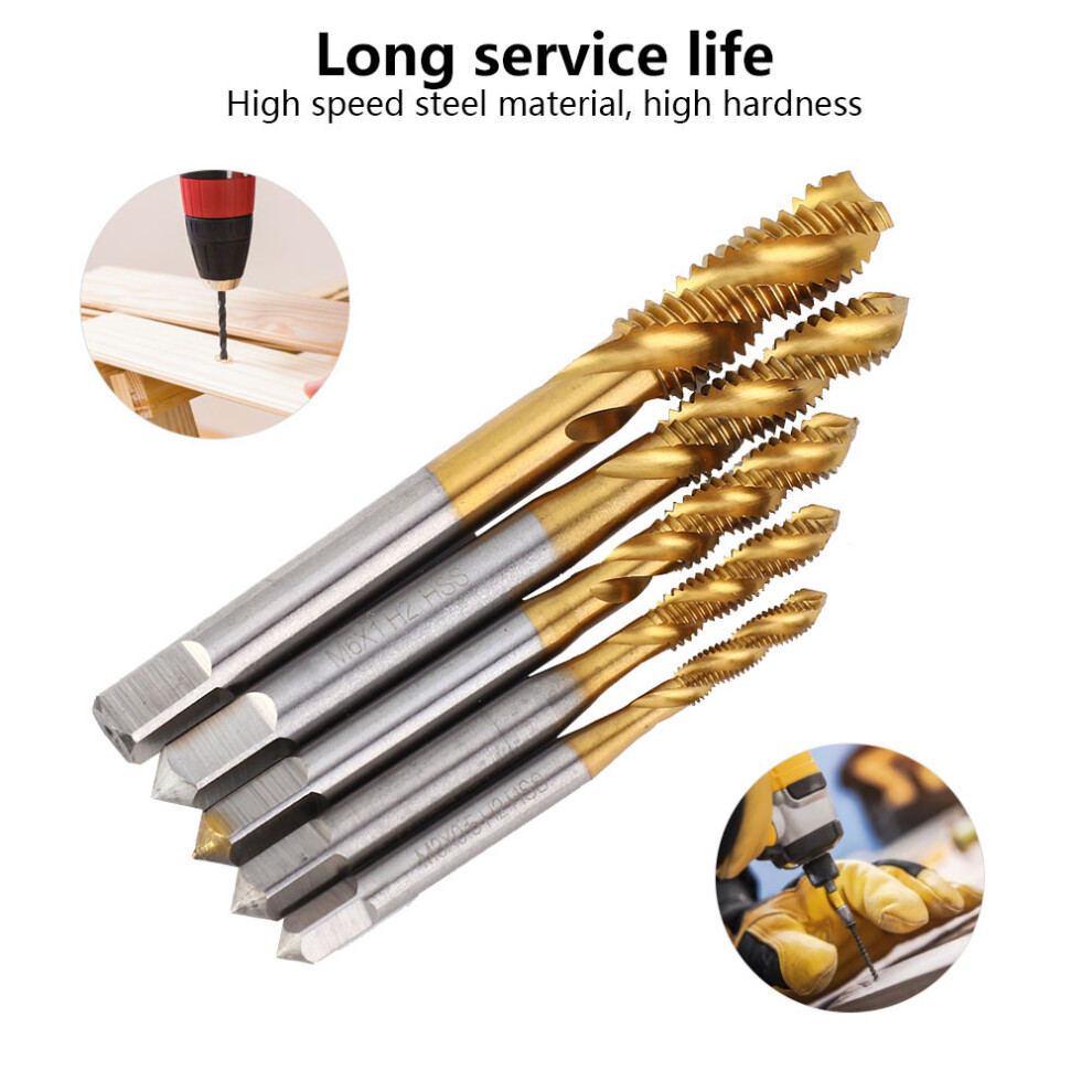 5pcs Titanium Coated Screw Tap Bit Set UK