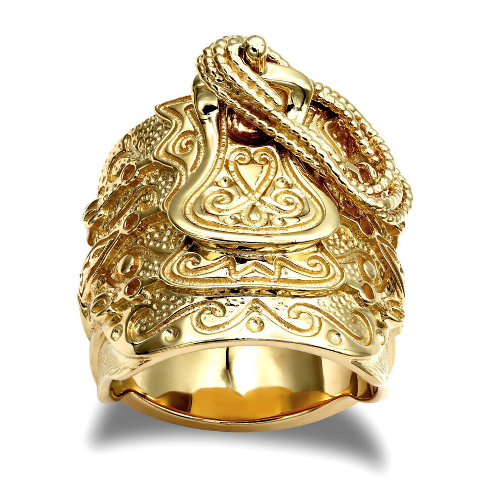 Jewelco London (W) Men's Solid 9Ct Yellow Gold Horse Saddle Rope Ring - Jrn054 Gold,Yellow