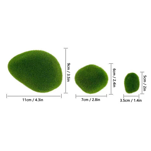 18 Green Faux Moss Rocks Decorative