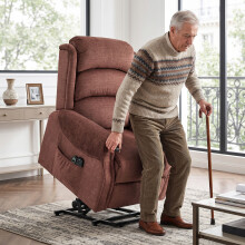 (Brown) HOMCOM Power Lift Recliner Chair with Vibration and Heat, Wood Grip