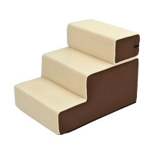PawHut Haustiertreppe, Hundetreppe, Katzentreppe, 3 Stufen für Katzen und Hunde, Plüsch, Beige, 54 x 40 x 39 cm