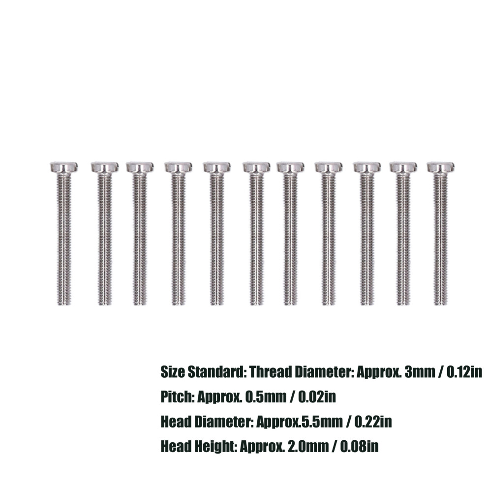 50Pcs Din84 M3x25 Cheese Head Screws A2-70 Steel 7444352805273