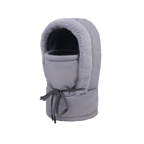 Windproof Acrylic Thermally Cap Adjustable Face Mask-Gray
