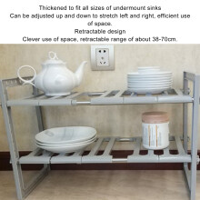 Grey 2-Tier Under Sink Rack Adjustable