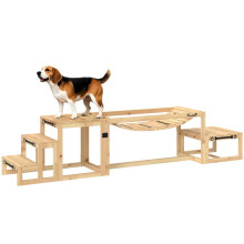 Agility-setti koirille, koiran koulutusrakennelma sillalla, portailla, lavalla, kuusipuusta, suurille koirille jopa 40 kg