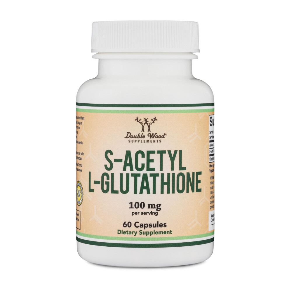 Double Wood Supplements Double Wood S-Acetyl L-Glutathione 100Mg 60 Capsules (Acetylated Glutathione Antioxidant Non-Gmo And Gluten Free