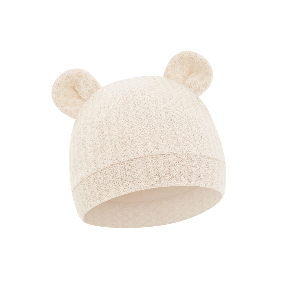 Infant Cap Waffles Texture Elastic Newborn Hat Breathable-Beige