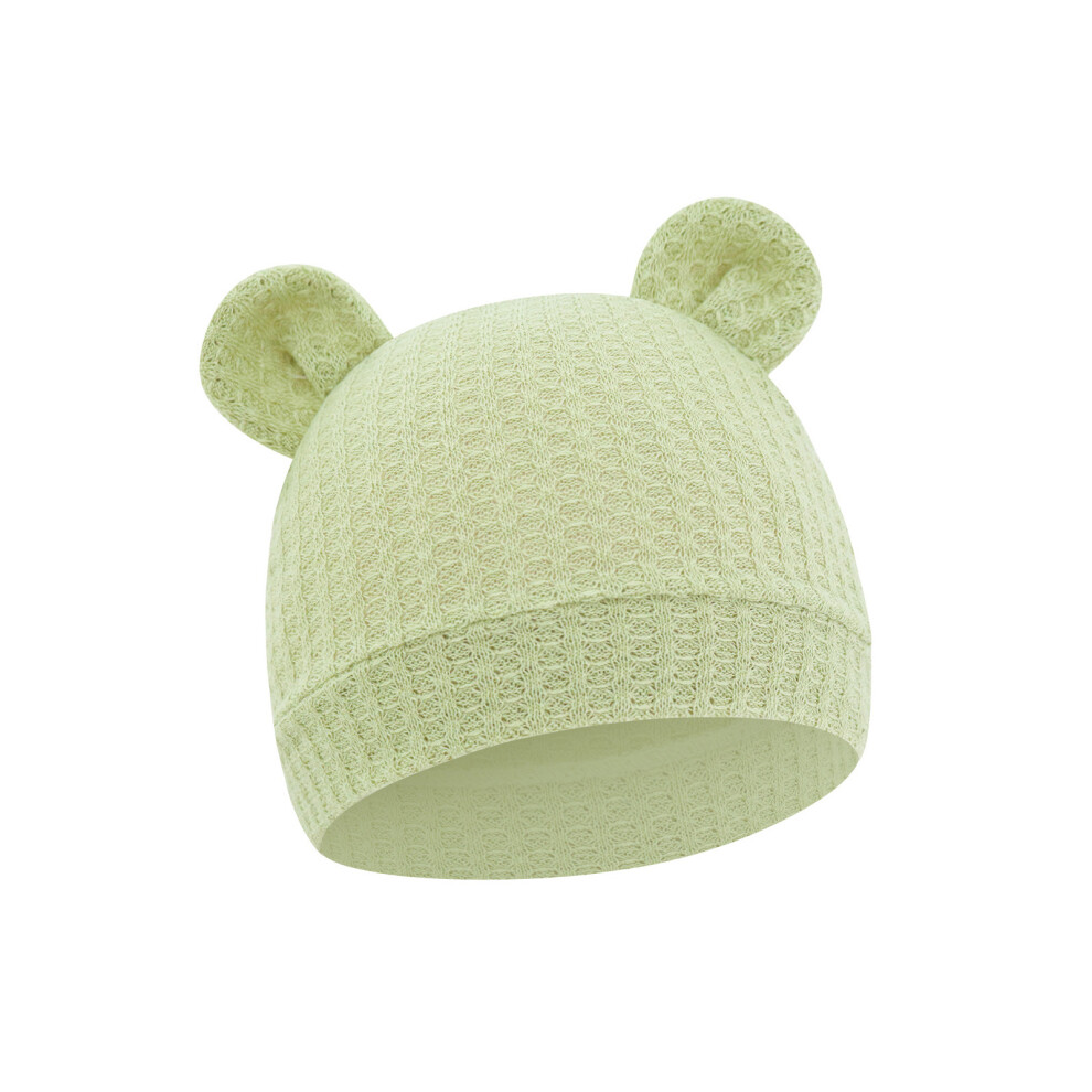 Stretchable Newborn Beanies Waffles Knitted Fabric Secure-green