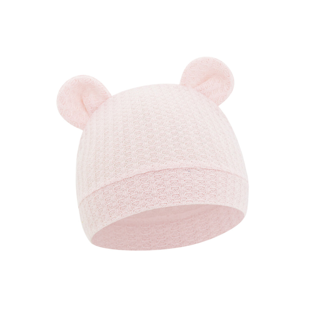Infant Cap Waffles Texture Elastic Newborn Hat-Light pink