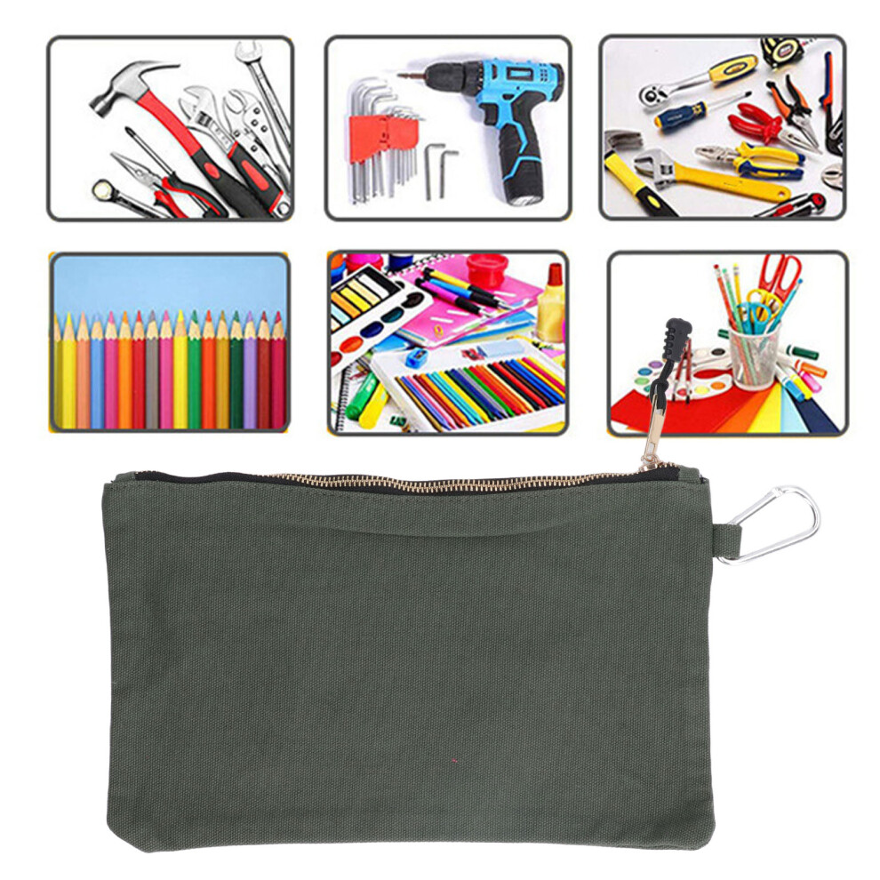 Olive Canvas Zipper Pouch Green