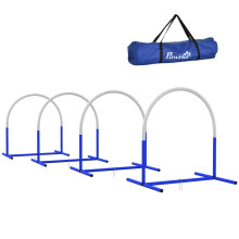 PawHut Agility-Set für Hunde, Hundetraining, 4 Bögen, für Anfänger, mit Tragetasche, Blau+Weiß, 88 x 64 x 95 cm