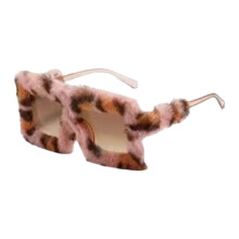 Modieuze moderne pluche zonnebril Stijlvol harig frame-14