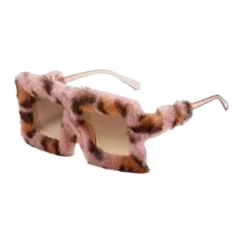 Modieuze moderne pluche zonnebril Stijlvol harig frame-14