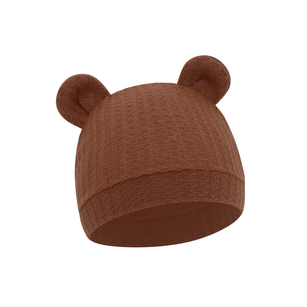 Classical Bear Ear Infant Hat Waffles Weave Fabric-Coffee