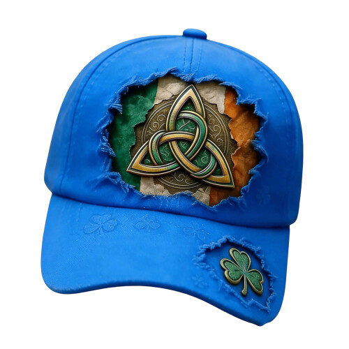 Irish Green Cloverleaf Printed Baseball Cap-Royal Blue