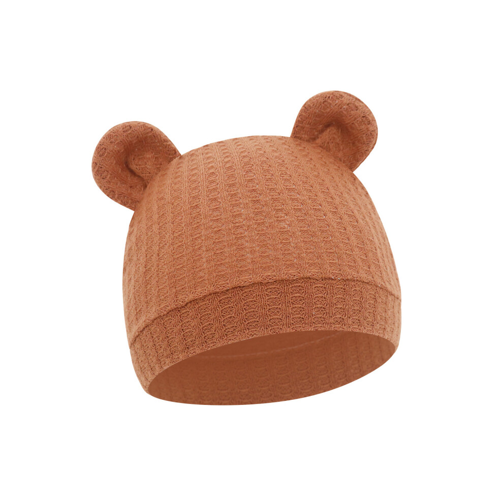 Whole Season Baby Cap Breathable Waffles Elastic-caramel color