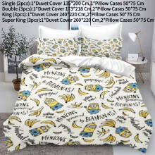 (Double) Minions Cartoon Duvet Cover And Pillowcase Set Cotton Cute Printed Cover Quilt