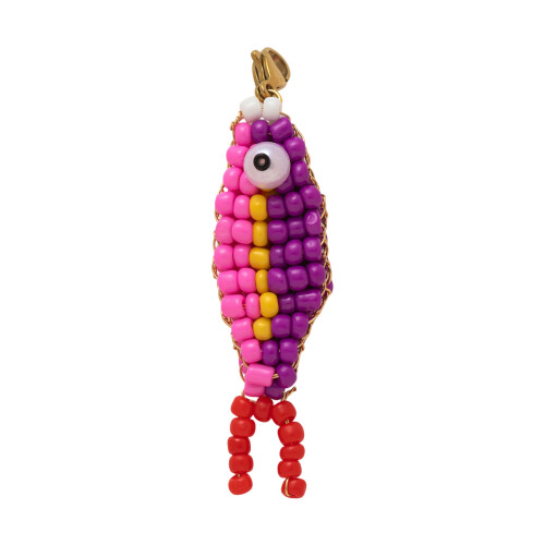 Fish Pendant Keychain Colorful Beaded Fish Shape Key Holder-3