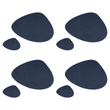 Tear Resistant Leather Dining Mat Heatproof-Navy blue yellow