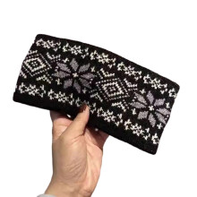Jacquard Knitted Hairband Elastic Headbands Styling-Black