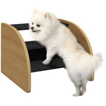 Hundetreppe, 3 Stufen, für kleine Hunde, 38,5 cm x 38,5 cm x 30 cm, Eiche + Schwarz