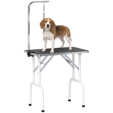 Hundepflegetisch mit Tragegurt, klappbar, Stahlbeine, rutschfeste Tischplatte, 81 x 48,5 x 80 cm, schwarz