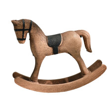 Elegant Wooden Rocking Horse Sculpture For Home Tabletop-5