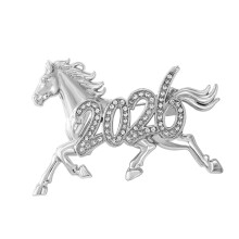 Broche cheval du zodiaque chinois, symbole de liberté,-Argent