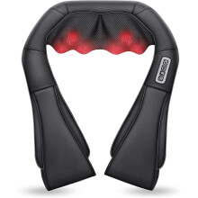 (Black) Neck and Shoulder Massager Heated Back Massager U Shape Deep Kneading Electric Massage Pillow For Neck Waist Leg Body