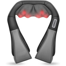 (Gray) Neck and Shoulder Massager Heated Back Massager U Shape Deep Kneading Electric Massage Pillow For Neck Waist Leg Body