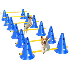 Agility-Set für Hunde, 6-teiliges Agility-Set für das Hundetraining, Hürdenset mit 12 Hütchen, 6 Hürden, Tragetasche