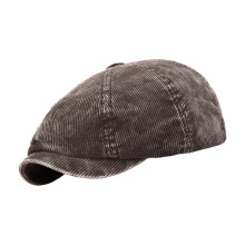 French Style Beret Hat Breathable Corduroy Lightweight For-Gray