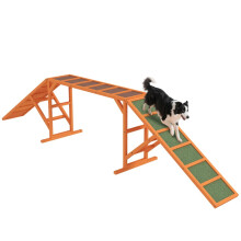 Agility-Hunderampe, Hindernisparcours, rutschfest, wetterfest, Holz, 335 x 55 x 60 cm, orange