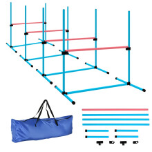 Agility-Set für Hunde, 4-teilig, höhenverstellbares Agility-Gerät mit 4 Hürden, Tragetasche, 99 x 65 x 94 cm, hellblau