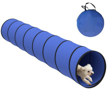 Agility-Tunnel für Hunde, 300 x 50 cm, inklusive 4 Bodenankern und Tragetasche. Geeignet für kleine bis mittelgroße Hunde. Blau.