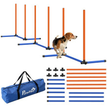 Agility-Set für Hunde, 3-teiliges Agility-Set mit Slalomstangen, Tragetasche, Trainingsset für alle Hundegrößen, orange