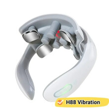 (White) Electric Neck Massager EMS Pain Relief Pulse Cervical Acupressure Hot Compress Intelligent Massage Shoulder Relaxation Device
