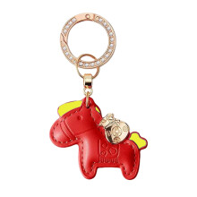 Fashionable Leather Horse Keyring Pendant Ideal for Gift-Red