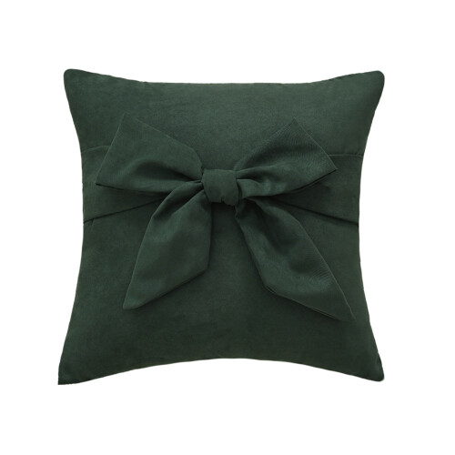 Comfortable Enhancing Bowknot Pillow Cover for Sofa-Dark Green
