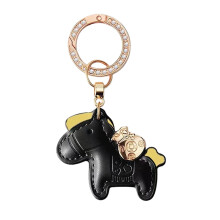 Fashionable Pendant Keychain Featuring Lively Horse-Black