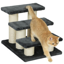 PawHut Hundetreppe, 3 Stufen, 34 cm hoch, Haustiertreppe für Hunde und Katzen mit Kratzbaum, Hunderampe, Einstiegshilfe für Bett, Sofa, Couch