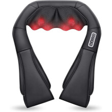 (Black) Neck and Shoulder Massager Heated Back Massager U Shape Deep Kneading Electric Massage Pillow For Neck Waist Leg Body