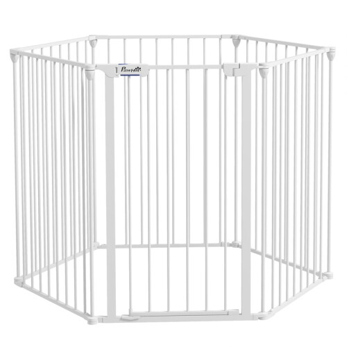 Parc pour chiots, conception modulaire, pliable, structure en acier, pour usage intérieur, blanc, 90 x 123 x 102 cm