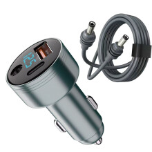3 In 1 Vehicle Charger Adapter With LED Voltages-grey 5 meters