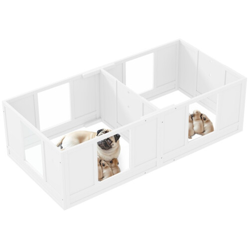 Caisse de transport pour chiots, avec panneaux transparents, conception à 2 compartiments, pour petits chiens